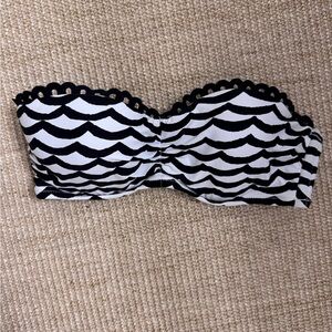 Seafolly Tidal Wave Bustier Swim Top - black and white - size US 6